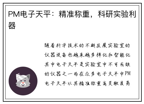 PM电子天平：精准称重，科研实验利器